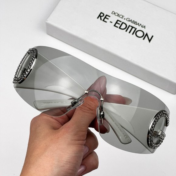 D&G DG2298B 06/87 Sunglasses Light Grey Rimless Pillow Women - Picture 4 of 11